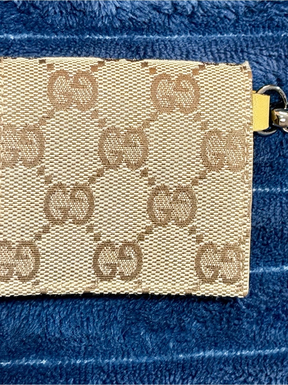 Gucci GG Monogram Canvas & Yellow Leather Key Pouch Coin Case w/ Clip - Picture 1 of 7